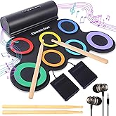 Portable Electronic Drum Set 7-Pads: Roll-Up Electric Drum Kit for Beginners & Hobbyists–MIDI Drum Pad with Headphones, Speak