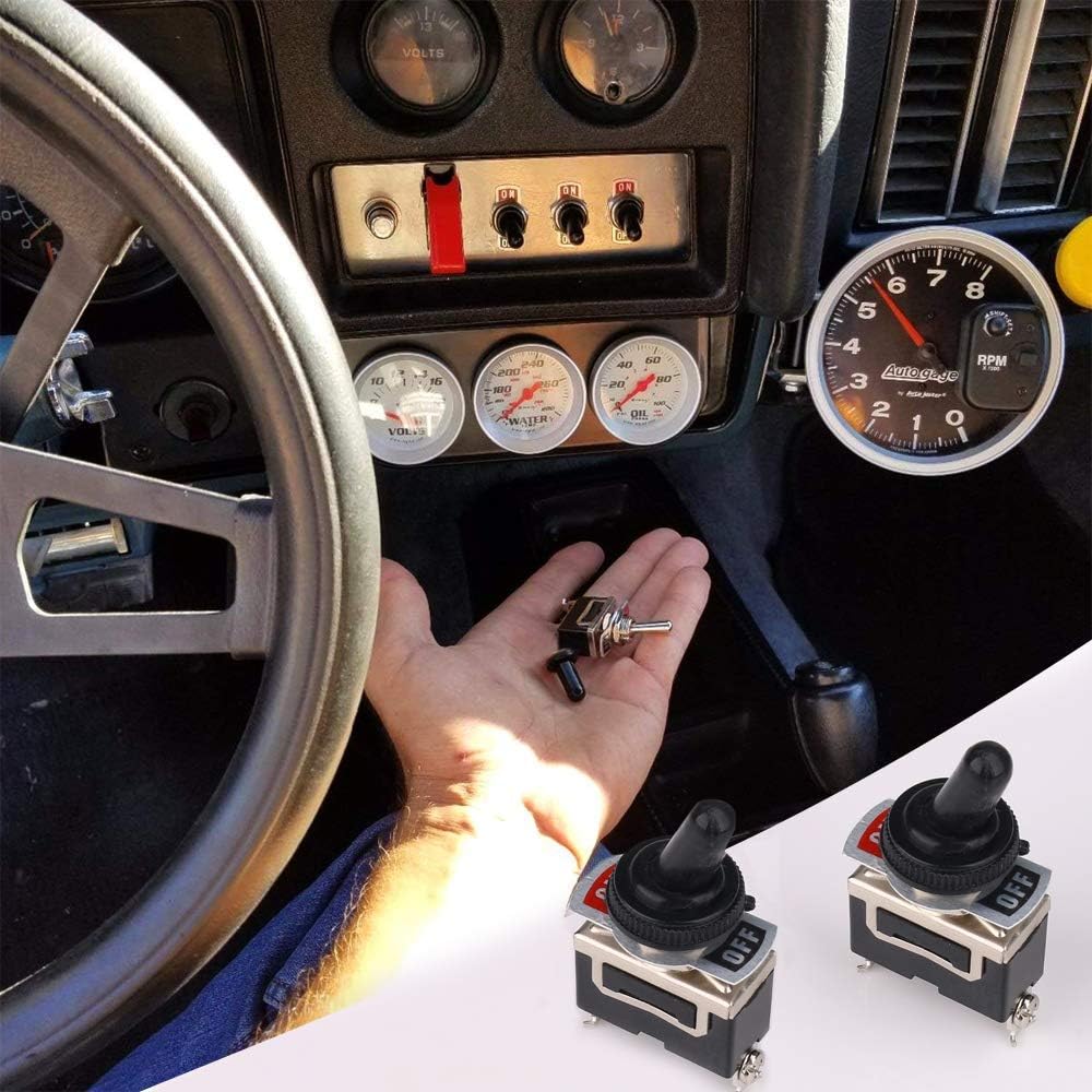 Heavy Duty Rocker Toggle Switch 15A 250V 20A 125V SPST 2 Pin ON/Off Switch Metal Bat Waterproof Boot Cap Cover - 6 Pack by MXRS: Industrial & Scientific