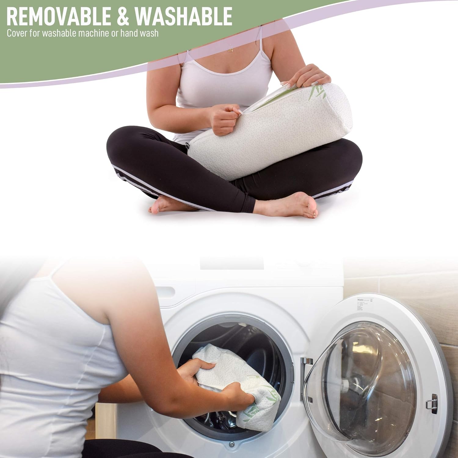 Healthex Cervical Neck Roll Pillow Cylinder Round Cushion Bolster Support for Sleeping Memory Foam and Bamboo Cover - Breathable, Hypoallergenic and Comfortable -Supports Effectively, Alleviates Pain: Home & Kitchen