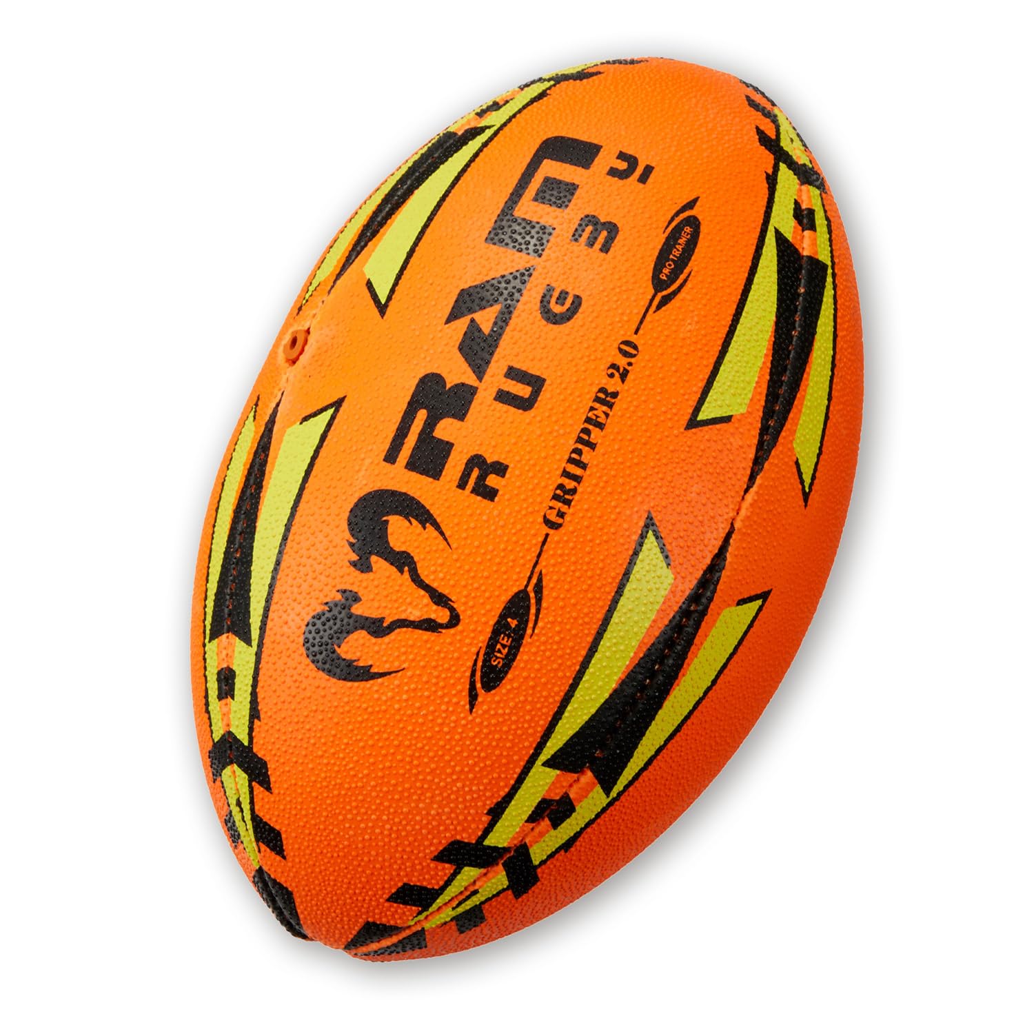 Ram Rugby Gripper 2.0 Pro Trainer Rugby Ball - Hand-stitched - 3-Ply Construction - Hi-tech Bladder - Precision Flight Valve - 3D Grip For Ultimate Passing And Catching Control (Sizes 5, 4 & 3)