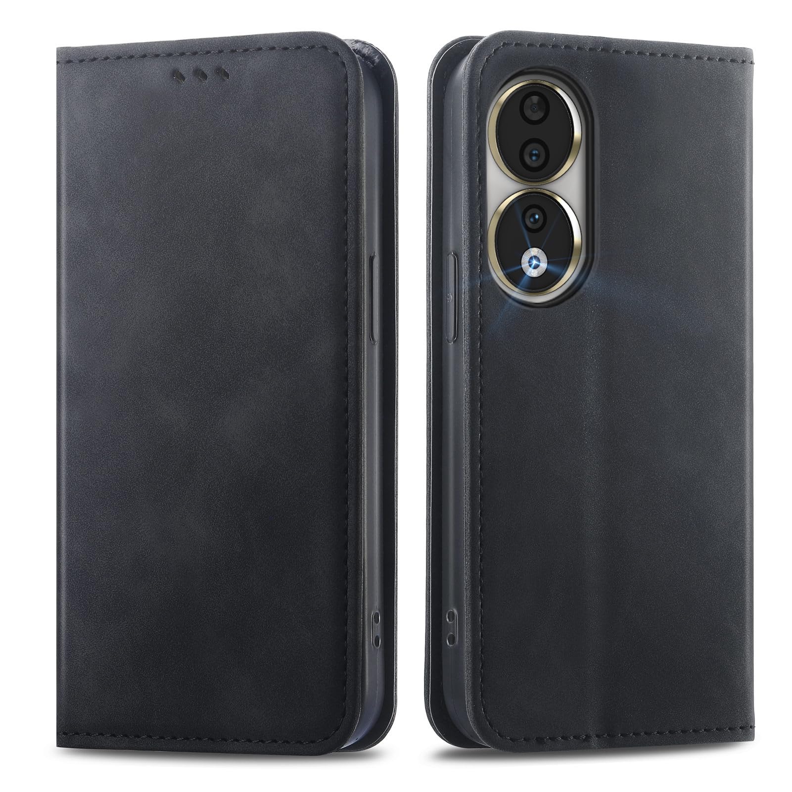 MOJIA Case Compatible with Honor 90, PU Folio Leather Wallet Phone Cover [magnetic closure] with TPU Inner Shell, Card Holder Stand Case. Black — image 1