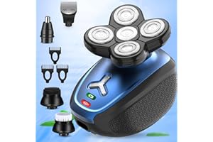 COSUIOVEI Head Shaver for Bald Men Razor,5 in 1 Electric Bald Head Shaver,Mens Shavers Electric Cordless Rechargeable,Wet Dry Machines for Man Head Face Hair,USB Scalp Balder Shaving Grooming Kit Gift (Blue)