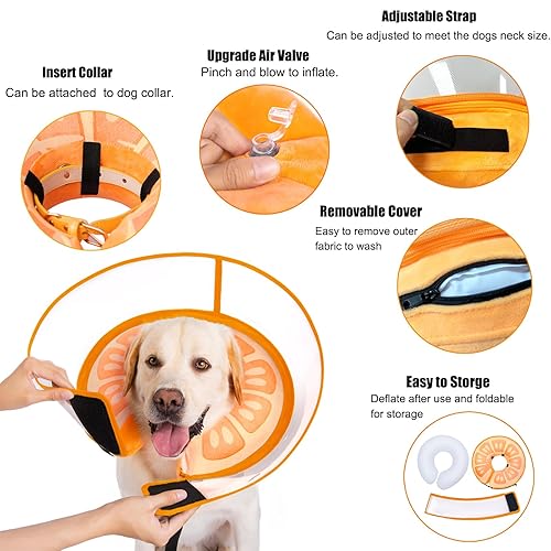 Inflatable Dog Cone Collar for Large Medium Small Dogs, Soft Dog