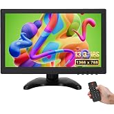 OSCY 13.3 Inch Small Monitor Support HDMI/VGA/USB/BNC/AV Mini Monitor 1366x768 for CCTV Raspi PC Gaming TV, with Remote Control and Built in Dual Speaker