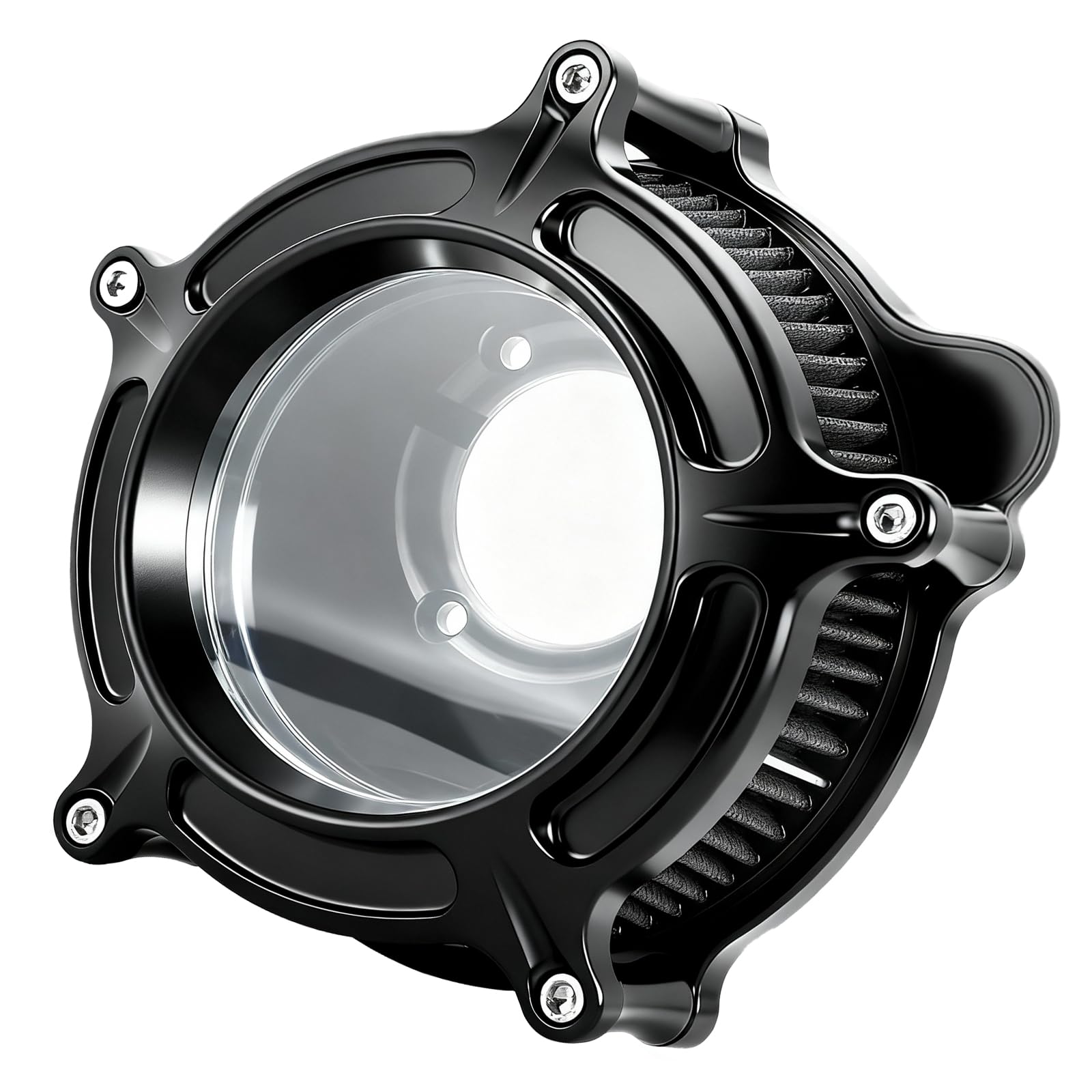 Photo 1 of Motorcycle High-Performance Air Filter Cleaner for Harley Davidson Intake, Dyna FXDLS (2017), Softail (2016–2017), Touring (2008–2016), Trike (2008–2016), Throttle-by-Wire, Clarity Dark Black