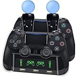 Hdiwousp PS4 Controller Charger Station,4 in 1 PS Motion Move Charging Station, Fast Charging Dock Station Wireless Multi Con