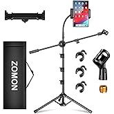 Mic Stand,6 In 1 Microphone Stand Floor Boom Mic Stand, Support Boom Gooseneck Mic Clips Tablet Phone Holder Any Combination 