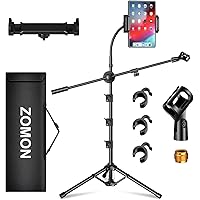 Mic Stand,6 In 1 Microphone Stand Floor Boom Mic Stand, Support Boom Gooseneck Mic Clips Tablet Phone Holder Any Combination 