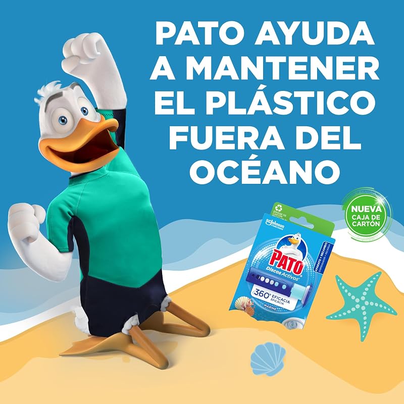 WC ativo discos marinhos, limpa, refresca e perfuma a sanita, eficiência 360°, embalagem 6 recargas = 36 discos