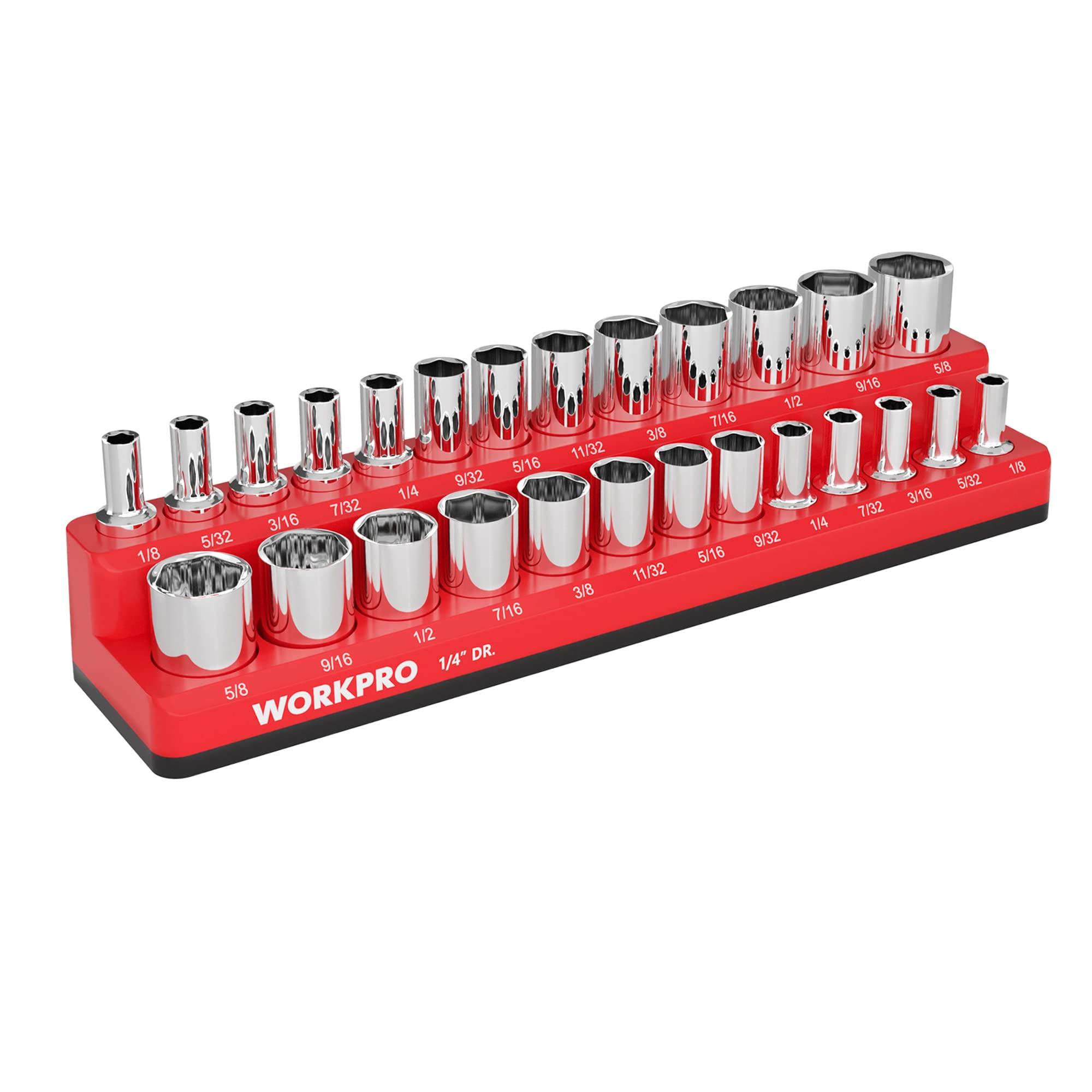 Photo 1 of WORKPRO Magnetic Socket Organizer, 1/4-Inch SAE Socket Holder, Socket Trays Holds 26 Pieces Standard Size and Deep Size Sockets(Socket not Included)