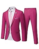 YND Men's 2 Piece Suit with Tie, 2 Button Slim Fit