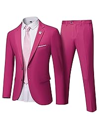YND Men's 2 Piece Suit with Tie, 2 Button Slim Fit