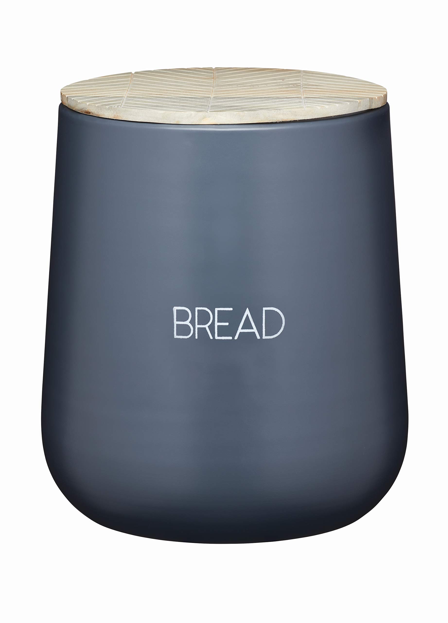 KitchenCraft Serenity Bread Bin with Airtight Lid, Iron/Mango Wood, Grey/Brown, 21.5 x 24.5 cm