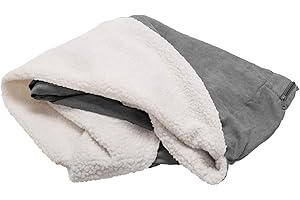 Furhaven Replacement Dog Bed Cover Sherpa & Suede Snuggery, Machine Washable - Gray, 26-inch