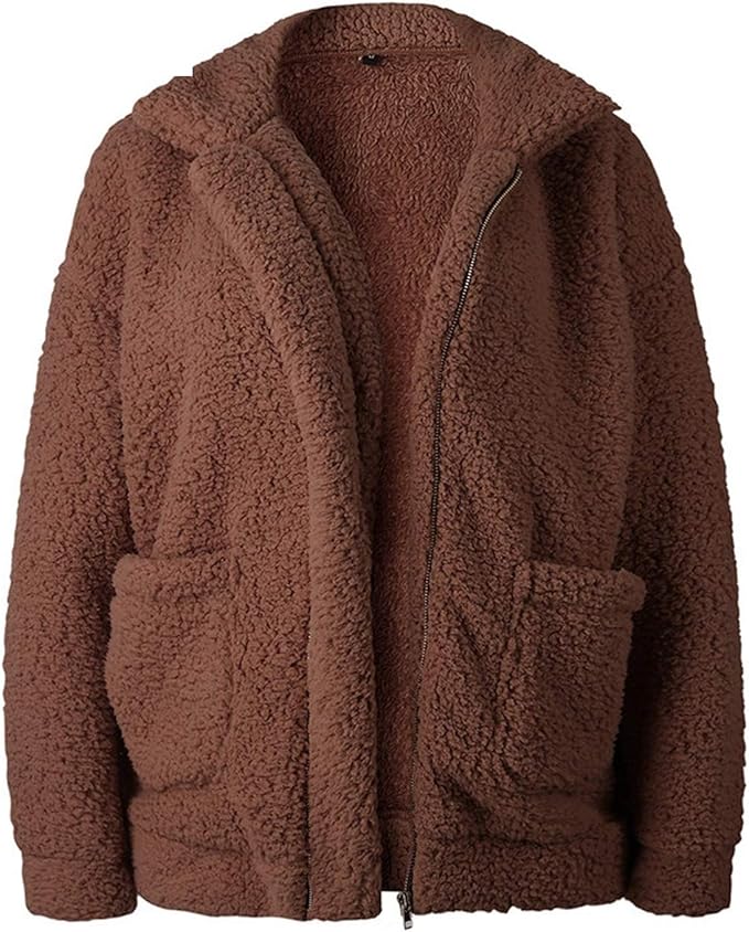 Dakingstore Thick Plus Size Winter Fleece Faux Fur Jacket Coats Women Autumn Warm Casual Coat