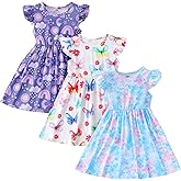 Cozystep Toddler Little Girls Casual Dresses Short Sleeve Crew Neck Graphic Cartoon Dress for 2-8 Years