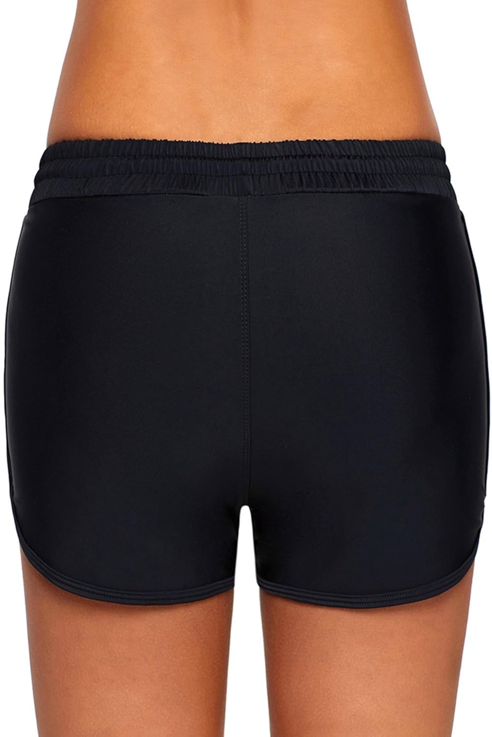 boldgal women's bathing swim waist borad shorts (black)