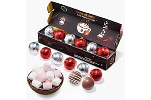 KIRI & SONS Hot Chocolate Bombs Marshmallow Filled Balls - Set of 6-2 Flavors White & Red Swirl Caramel & Fudge Brownie Candy Chocolates Winter - Best Cocoa Filled Marshmallows - Bomb Gift Set, Delicious Gifts
