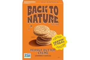 Back to Nature - Peanut Butter Creme Sandwich Cookies - Made with Real Ingredients like Wheat Flower & Whole Grains - Seriously Tasty Snack - Non-GMO - 5.5 Ounce