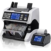 MUNBYN Bank Grade Money Counter Machine Mixed Denomination with External Display+Printer in One, Value Counting, Serial Number, Multi Currency, 2CIS/UV/IR/MG/MT Counterfeit Detection, 2Y Manufacturer