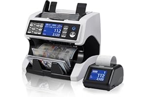 MUNBYN Bank Grade Money Counter Machine Mixed Denomination with External Display+Printer in One, Value Counting, Serial Number, Multi Currency, 2CIS/UV/IR/MG/MT Counterfeit Detection, 2Y Warranty