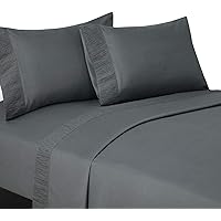 Bedsure Queen Bed Sheets Set Grey - Soft 1800 Bedding Sheets & Pillowcases Sets, 4 Pieces Queen Sheet Set