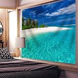 YISURE Tropical Paradise Beach Tapestry 150x130cm Palm Tree Ocean Decor view 4