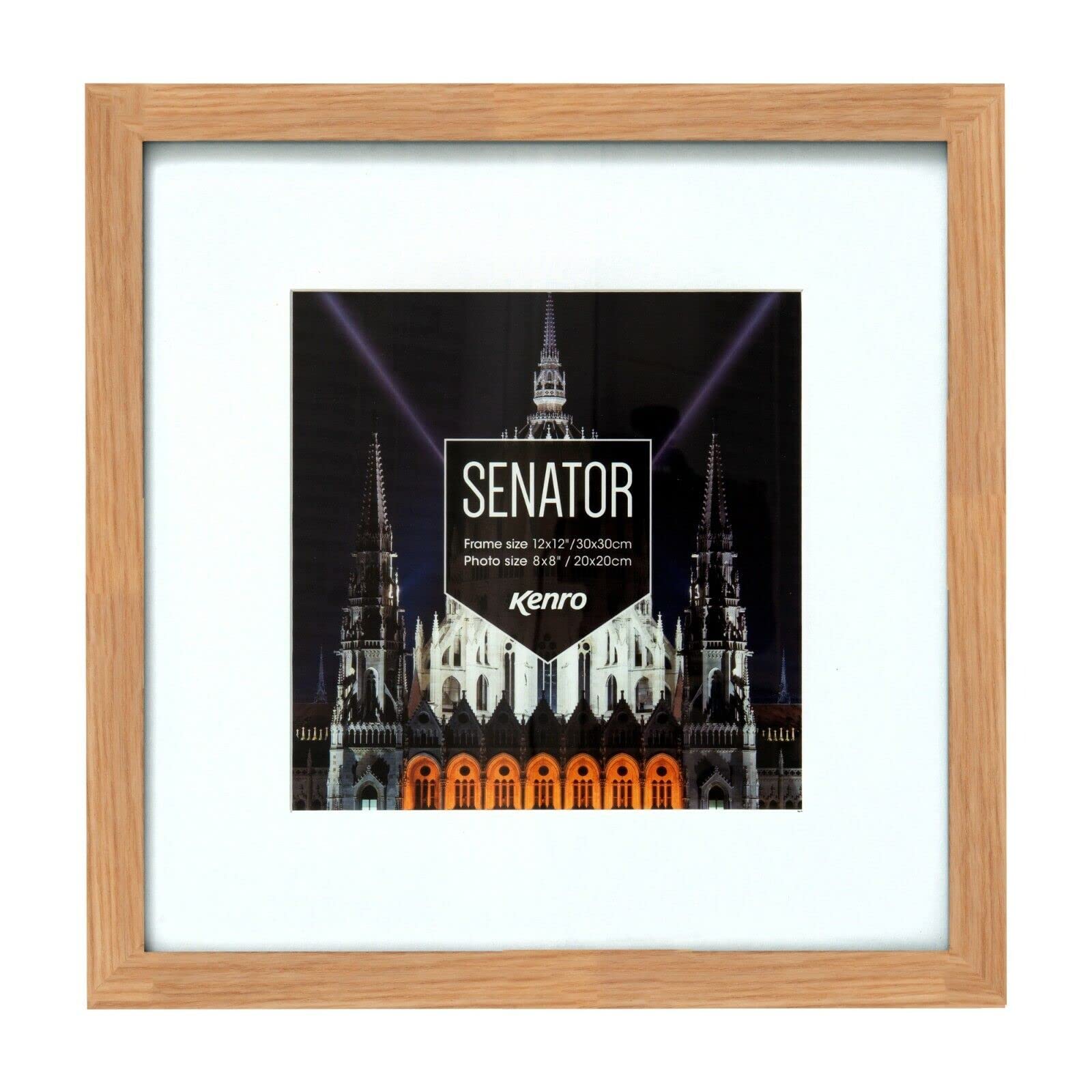 Kenro Senator Solid Wood Photo Frame 8x8 Inch / 20x20cm with White Mat for Photo 6x6 Inch / 15x15cm - SNF1515K