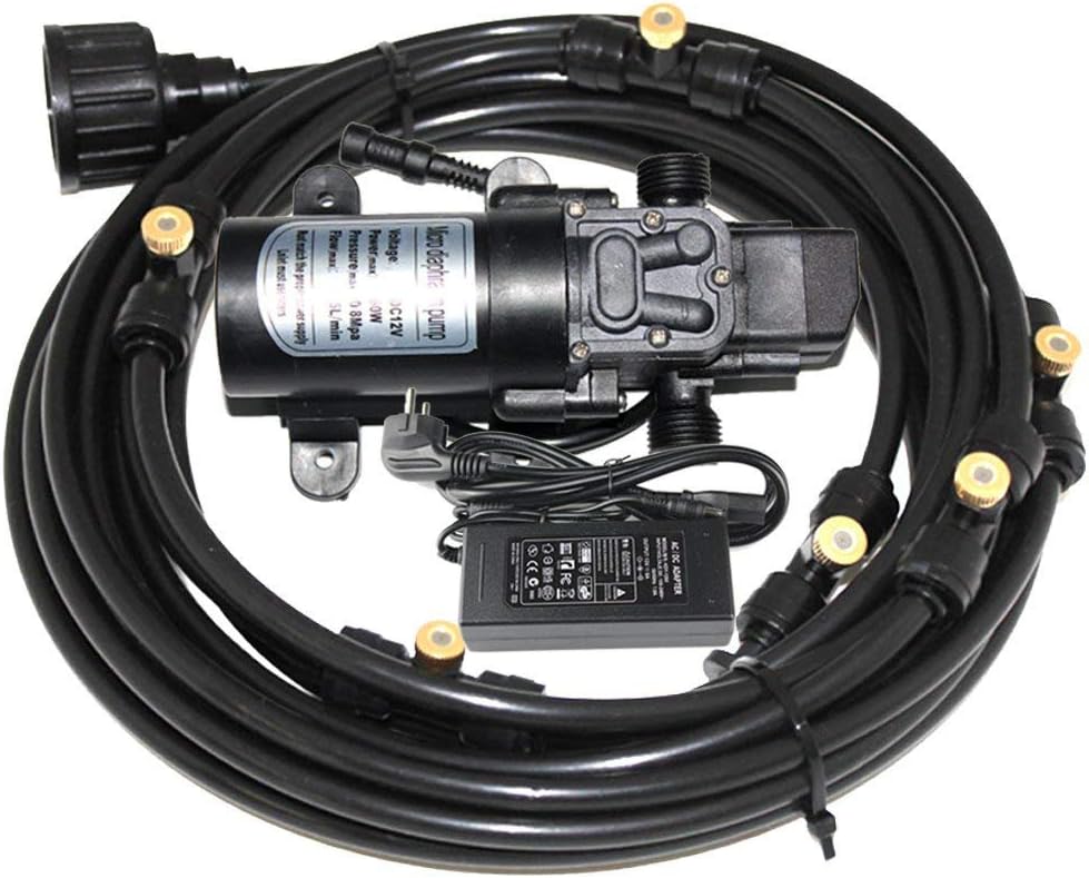 EONBON 12V 60W 5L/min Fresh Water Pressure Self Priming Sprayer Pump with 40 Feet (12m) Misting Cooling System for RV Caravan Camper Marine Boat Lawn