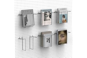 SSNEWOG 6 Pair Expandable Literature Display Shelf for Pegboard, Metal Wire Peg Board Magazine Holder, Pegboard Shelves Accessory for Trade Shows, Exhibitions, Offices, and Retail Stores, Black