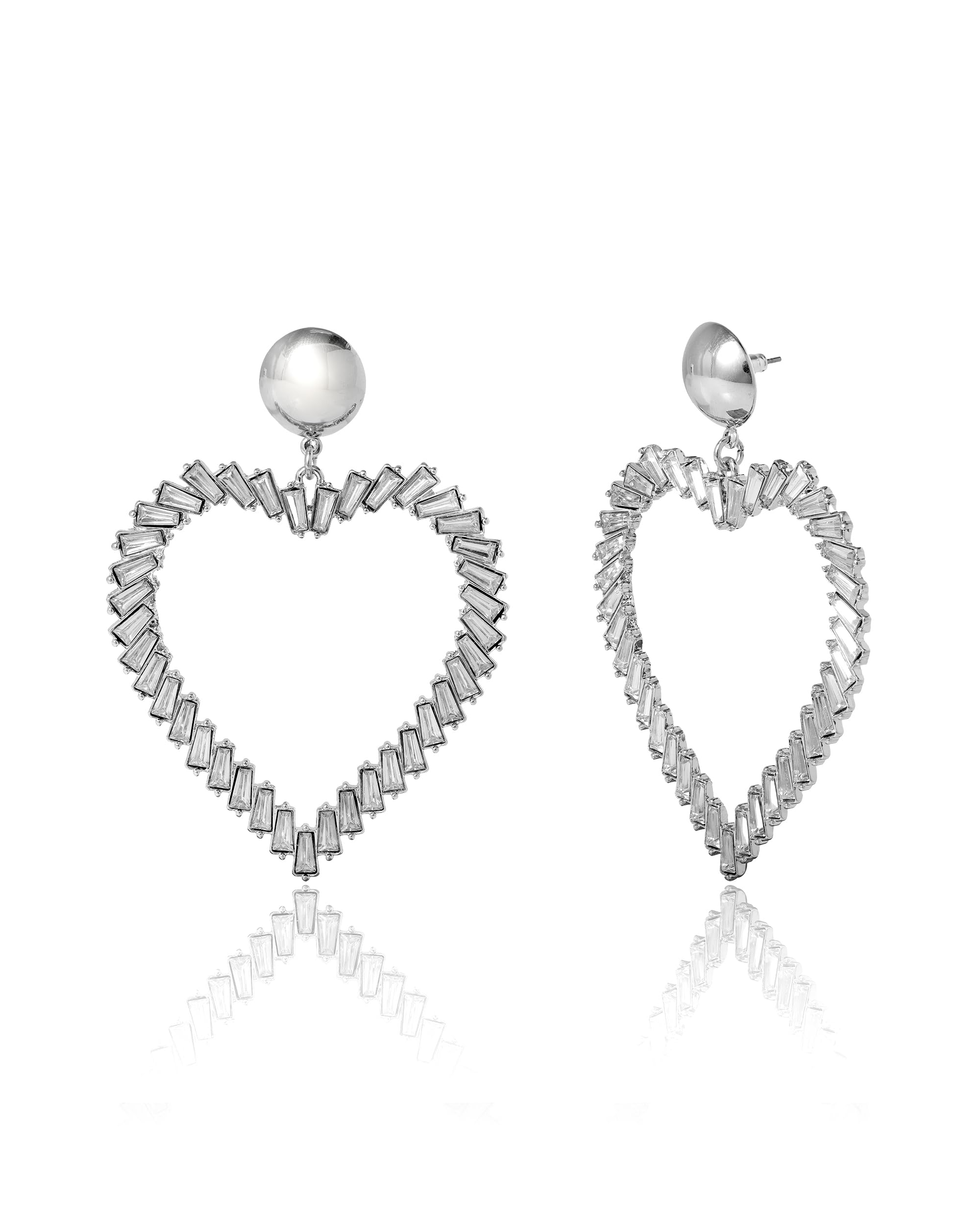 BCBGeneration Heart Earrings for Women, Large Drop Earrings with Clear Crystal Heart Pendant