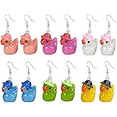 ONLYJUMP 6 Pairs Christmas Duck Earrings Set for Women - Funny Cute Rubber Dangle Earrings - Personalized Yellow Christmas Party Jewelry Gifts
