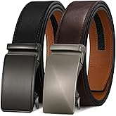Zitahli Men Belt 2 Pack - Customizable Fit Leather Black Brown Adjustable Ratchet Belt for men Dress Casual Golf,Gift for men