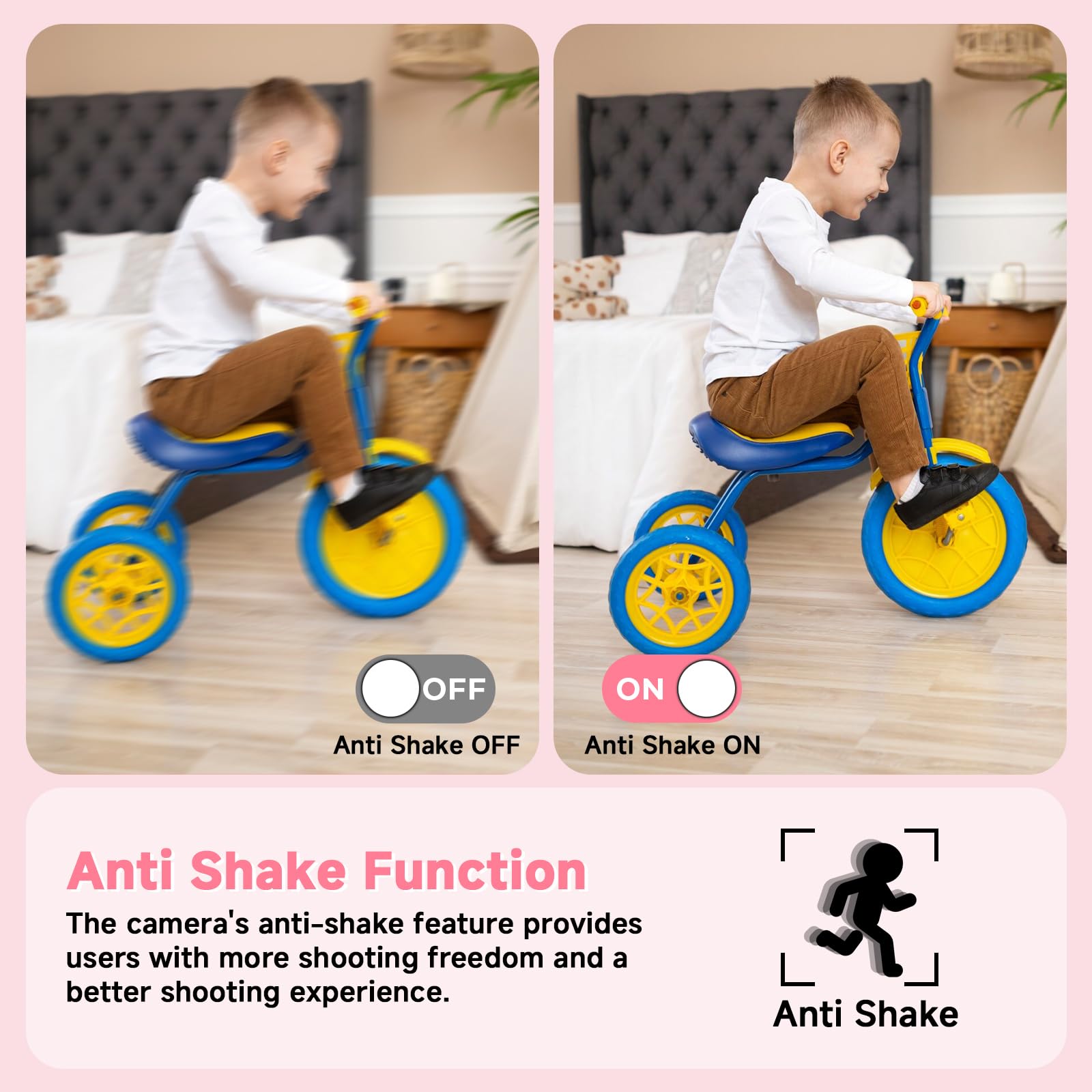 Digital Camera, 44MP Compact Camera, FHD 1080P Point and Shoot Digital Cameras with 16X Zoom, Face Detect, Smile Capture, Anti Shake, for Boys Girls Teens Gifts (Pink)