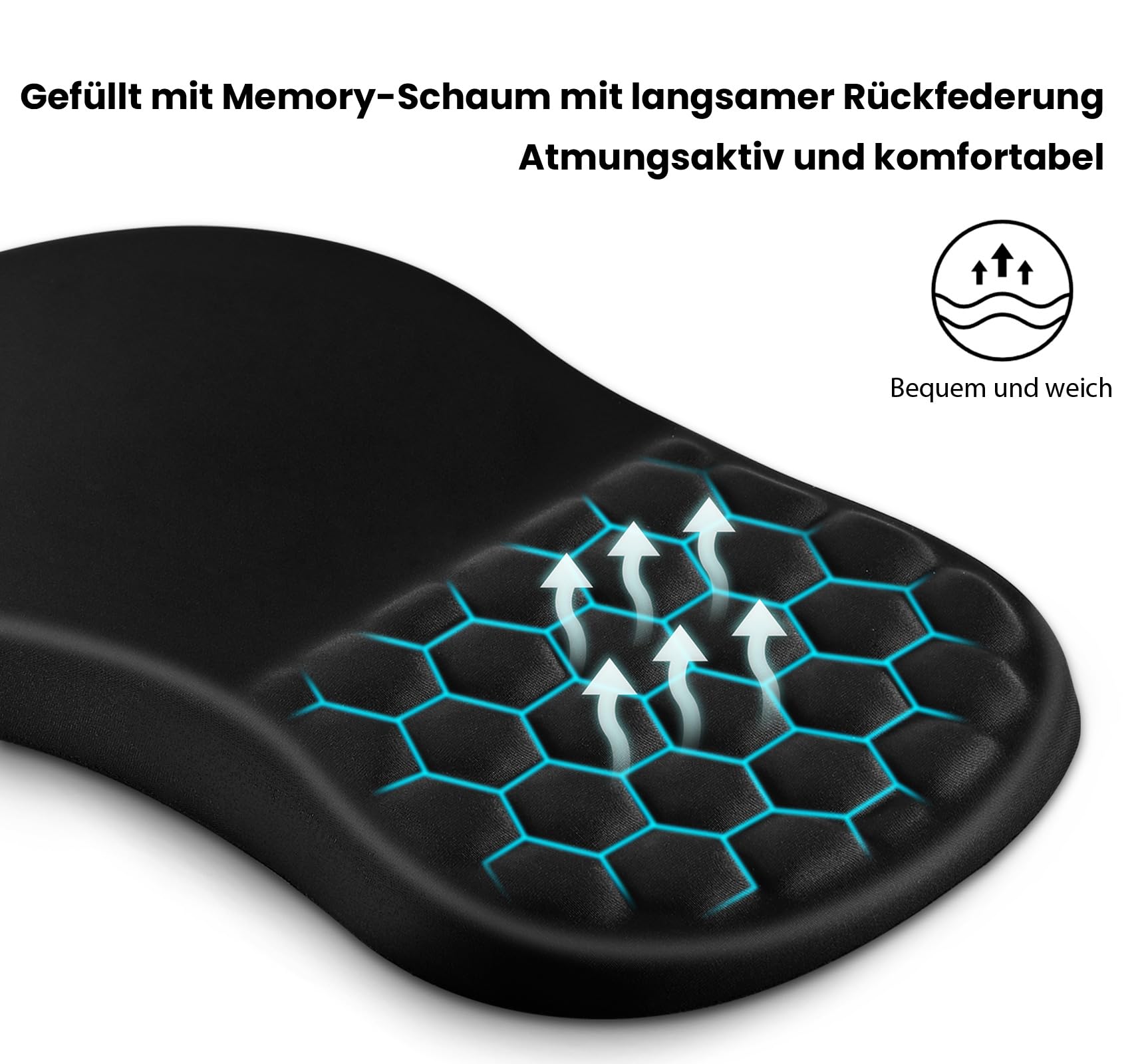 EooCoo Ergonomisches Mauspad, Mousepad mit Handauflage & Massage-Noppen, Gaming Memory-Schaum Mausmatte mit Rutschfester PU-Basis, für Schmerzlinderung, für Alle Maus Laptop, PC (300x200 mm) 2