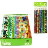 S &amp; E TEACHER'S EDITION Assorted Colorful Pencils 144pcs | Wooden Pencil with Eraser, Pencil Assortment, Novelty, Awards &amp; Incentives Pencils, No.2 HB