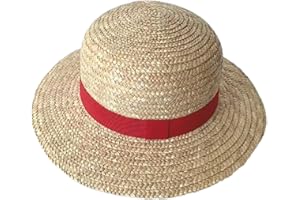 Yofuhope Luffy Straw Hat Monkey D. Luffy Cosplay Costume Caps Madelin Hats with String for Men Women Kids Halloween