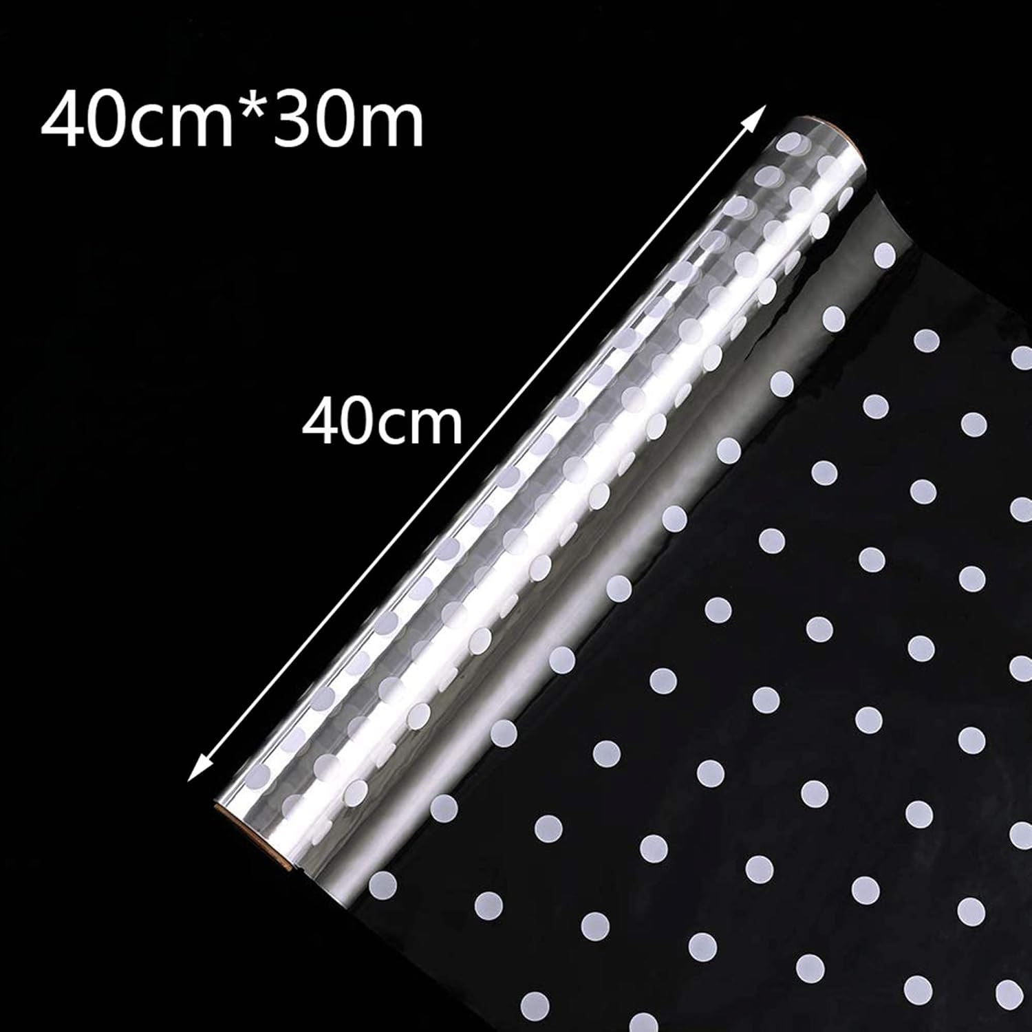 30m x 40cm White Dot Cellophane Roll Cellophane Wrap Florist Wrapping Cellophane Cellophane