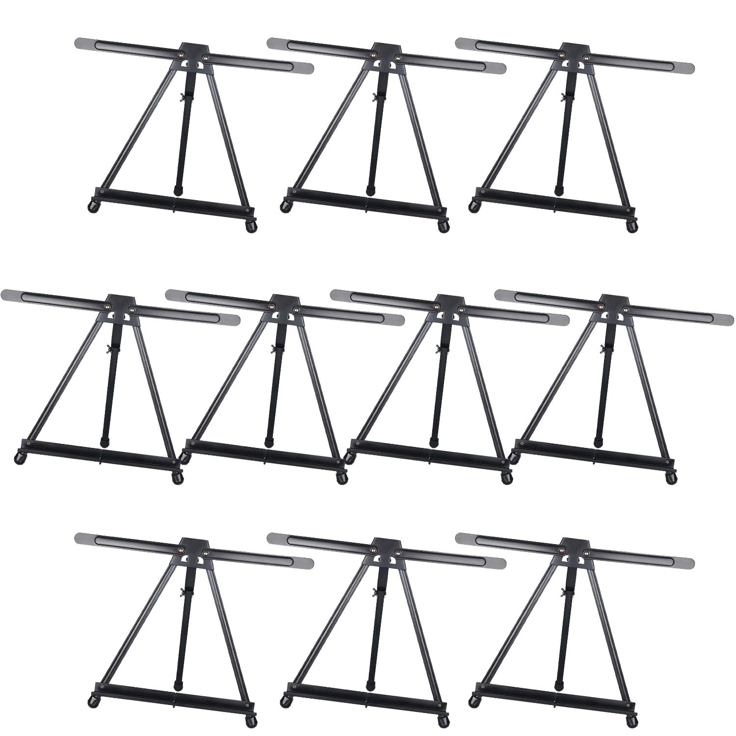 MEEDEN Aluminum Tabletop Easel, 14 to 24 inches High Table Top Display Easel, Reinforced Double Arms, Portable Tripod Folding Frame, Adjustable Table Easel for Artists Painting, Displaying, Pack of 10