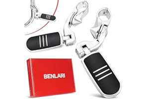 Benlari Highway Pegs, 1.25" Highway Footpegs 304 Stainless Steel Short Angled Pegs Adjustable Fit for Harley Touring Street Glide Road King Softail Dyna Sportster fits 1-1/4"(32mm) Engine Guard