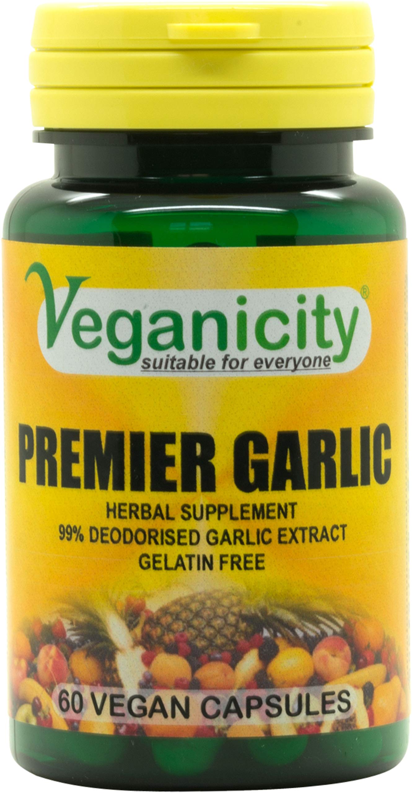 Veganicity Premier Garlic : Digestive Health Plant Supplement : 60 Capsules