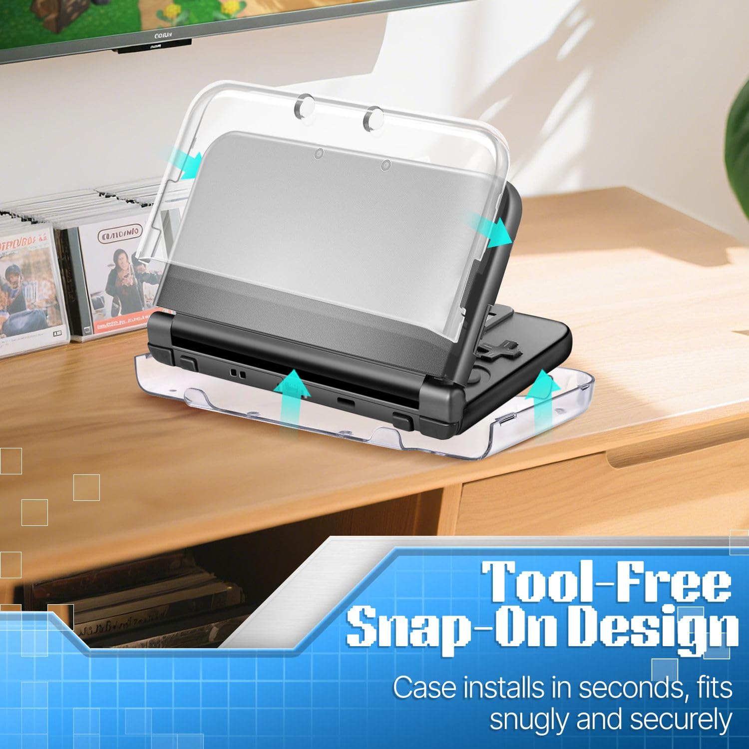 TNP Case Compatible with [ New Nintendo 3DS XL LL 2015 ] - Ultra Clear Crystal Transparent Hard Shell Protective Case Cover Skin [New Modified Hinge-Less Design]