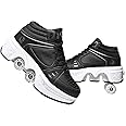 Double-Row Deform Wheel Automatic Walking Shoes Invisible Deformation Roller Skate 2 in 1 Removable Pulley Skates Skating Parkour