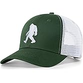 Pnkvnlo Mesh Bigfoot Hat Leather Cap for Men- Great Snapback Closure Sasquatch Hat for Hunting & Hiking