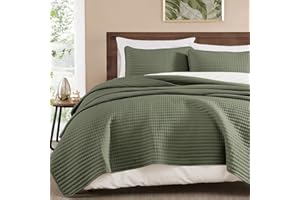 WRENSONGE Twin Quilt-2 Pieces Lightweight Bedspreads Olive Green Twin Quilt Bedding Set for All Seasons, Soft Summer Coverlet