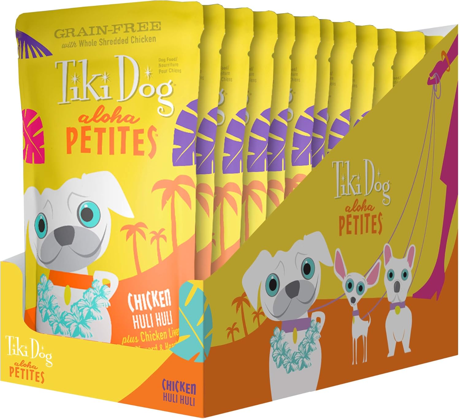 Tiki Pets Aloha Petites Grain Free Wet Dog Food, Pouches with Shredded Meat & Superfoods for Small or Large Dog Treats