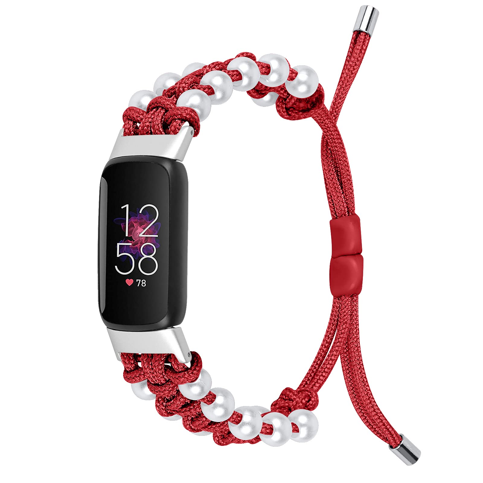 Ginamart Compatible with Fitbit Luxe Strap, Women Girls Woven Nylon Adjustable Arm Bands Sport Replacement Strap Wristband for Luxe Activity Tracker (Red)