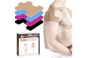 Kinesiology Tape for Shoulder Precut, 12 PCS Shoulder Tape for Pain Relief, KTQUICK Original Cotton Waterproof & Breathable, Enhance Elastic Sports Tape for Pain Support and Muscle Sports, Beige