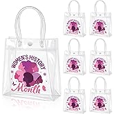 Locmeo 20 Pcs Women's History Month Decoration Clear Tote Bags with Handles 8 x 8 x 3.15 Inch PVC International Women's Day Goodie Bags Bulk for Women History Month Female Gifts Party Supplies