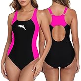 Halcurt Women's Athletic Swimsuit Adjustable Strap One Piece Swimsuit Racerback Bathing Suit